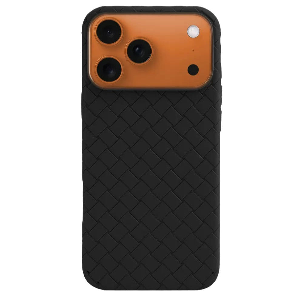 iPhone 17 Pro Luxury Weave Breathable Cooling Matte Soft Silicon Grid Case - Black
